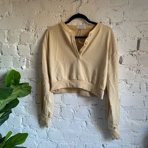 Cropped Sabo Skirt Sweater with Buttoned Collar